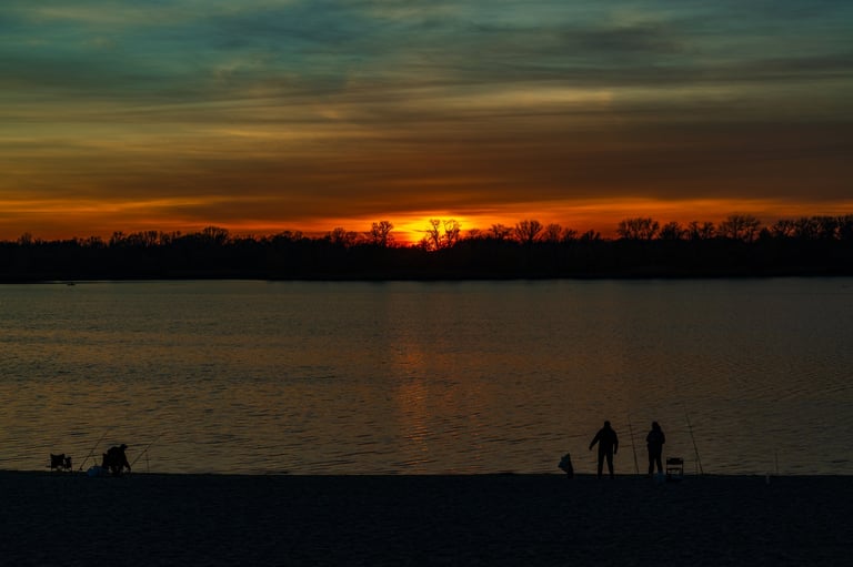 Angeln in der Dämmerung